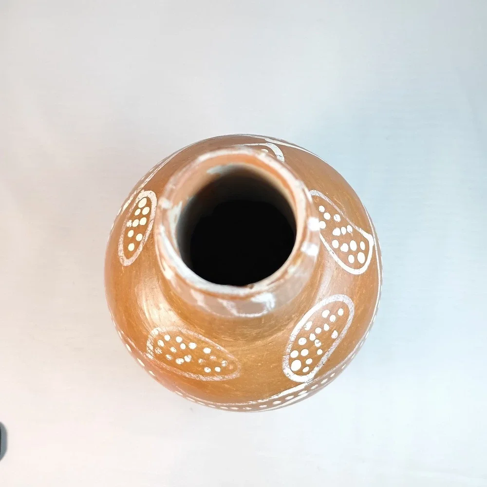 PIER 1 Imports Heavy Vase,  Clay Pottery Terra-Cotta Planter, Tribal, Brazil 11